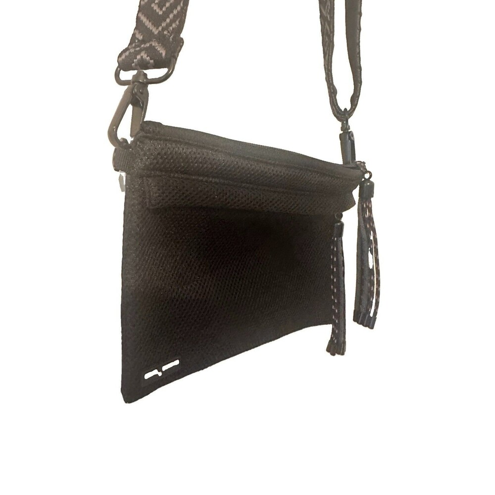 GO DASH DOT Black Adjustable  Convertible Removable Belt Bag Crossbody Mesh Zip